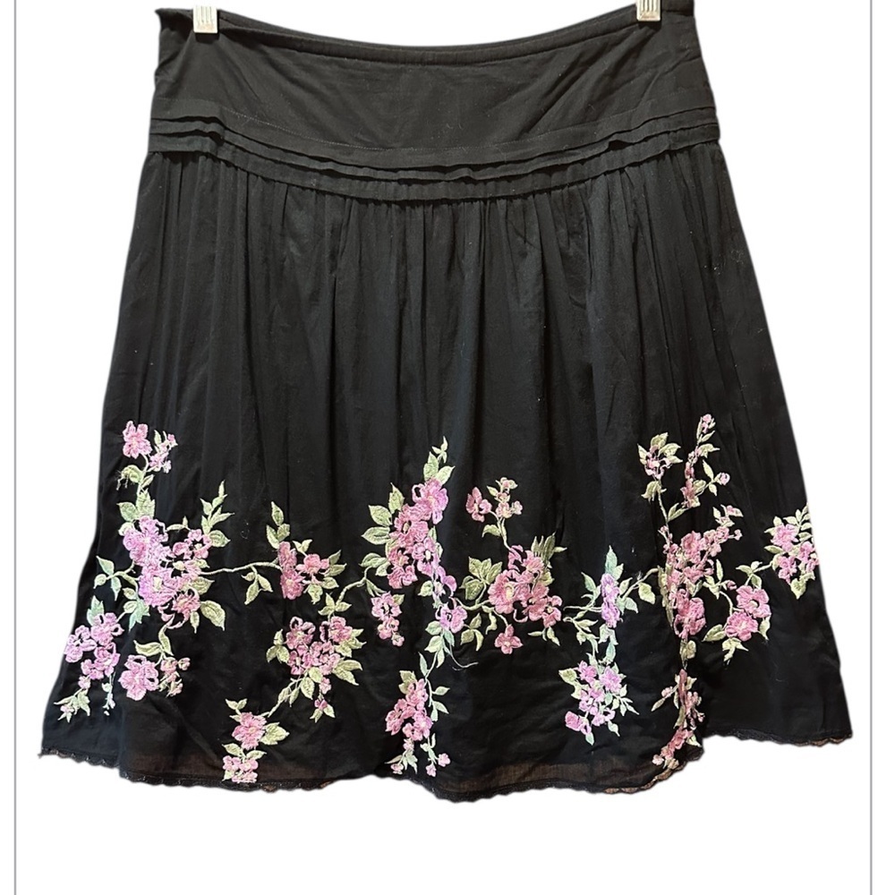 For The Republic Embroidered Floral Embroidered Black Skirt - Picture 2 of 3